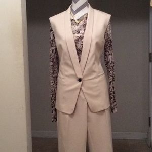 Ladies two piece suit pants and vest cream